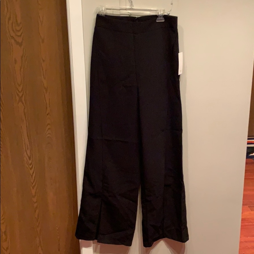 High waisted black front slit pants